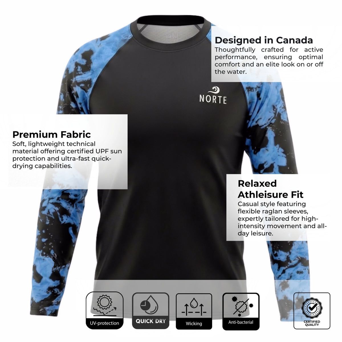 Men's Hydro Camo Raglan Performance Sun Shirt - NORTE OUTDOORS