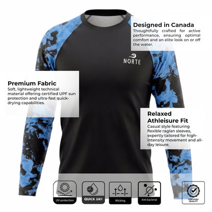 Men's Hydro Camo Raglan Performance Sun Shirt - NORTE OUTDOORS