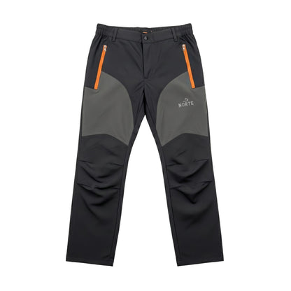 Norte Men's Performance Hiking Pants in Slate Black with Gray Knee Panels and Orange Zippers