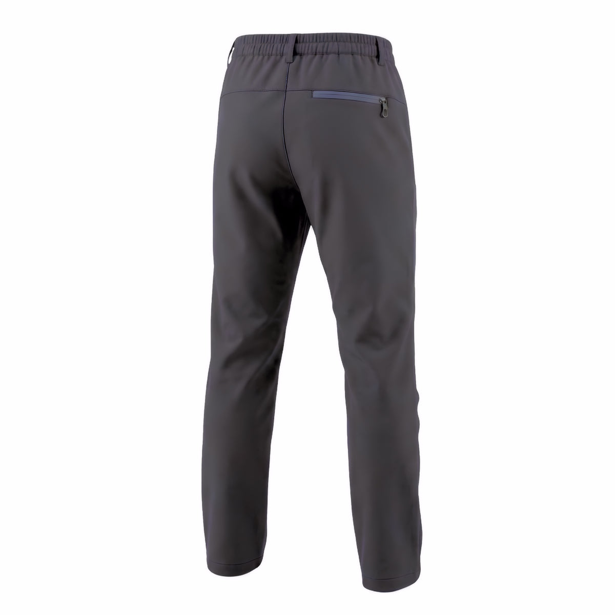 Back view of Norte Outdoors Ascent V4.0 men's dark grey waterproof hiking pants on a white background, showing the rear waistband and zippered back pocket.