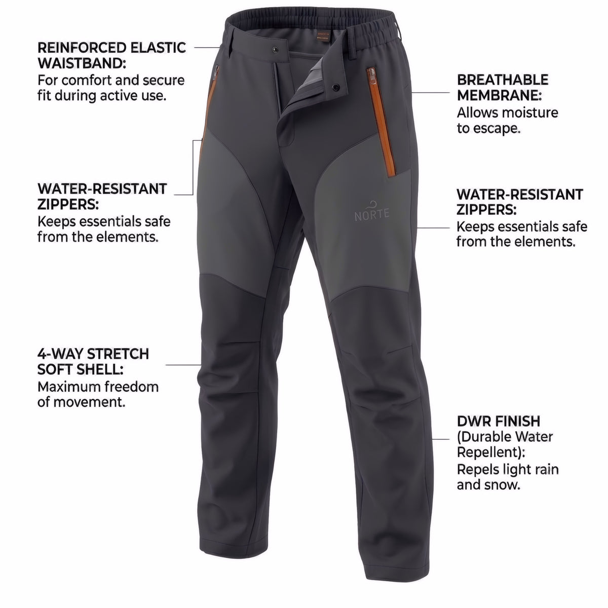 Norte Men's Ascent V4.0 Waterproof Softshell Hiking Pants - NORTE OUTDOORS
