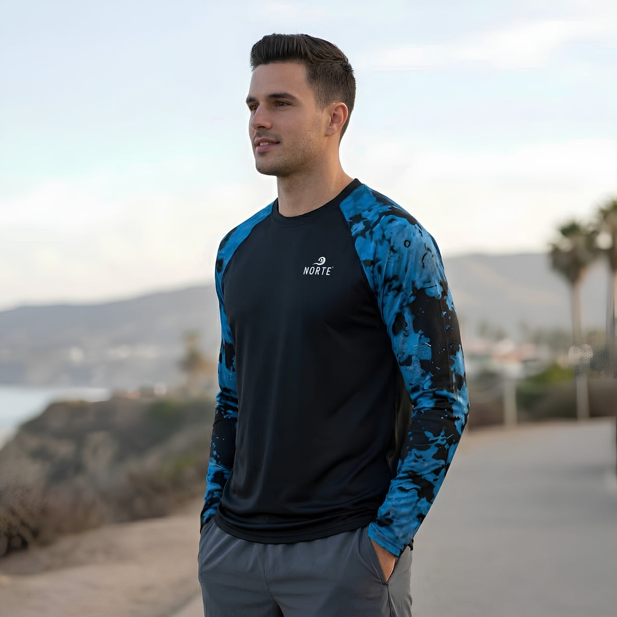 Men's Hydro Camo Raglan Performance Sun Shirt - NORTE OUTDOORS