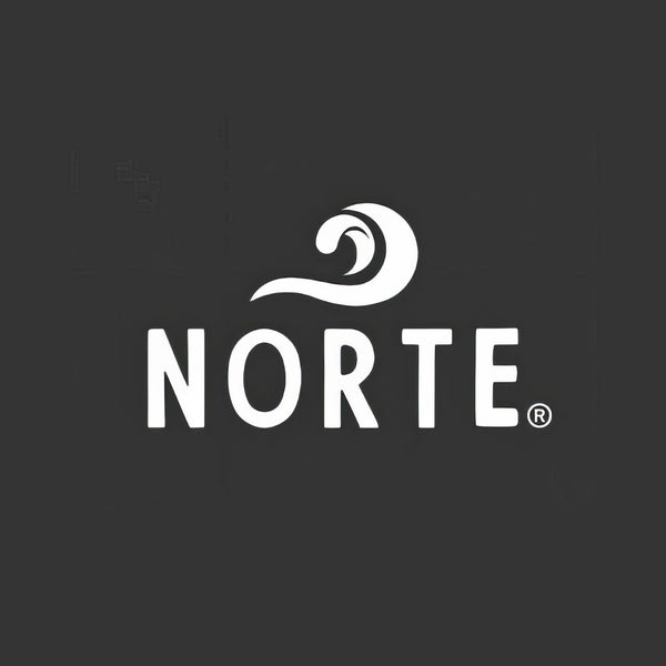 NORTE logo with a wave design on a dark background.