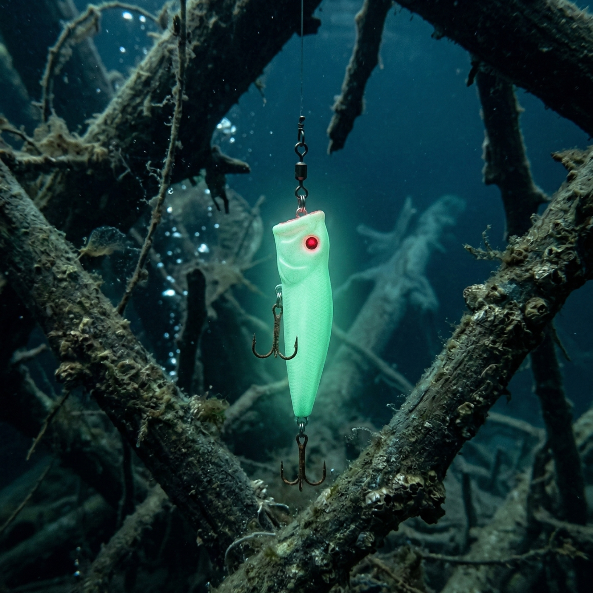 Norte® Luminous Series lure demonstrating snag-resistance in underwater cover