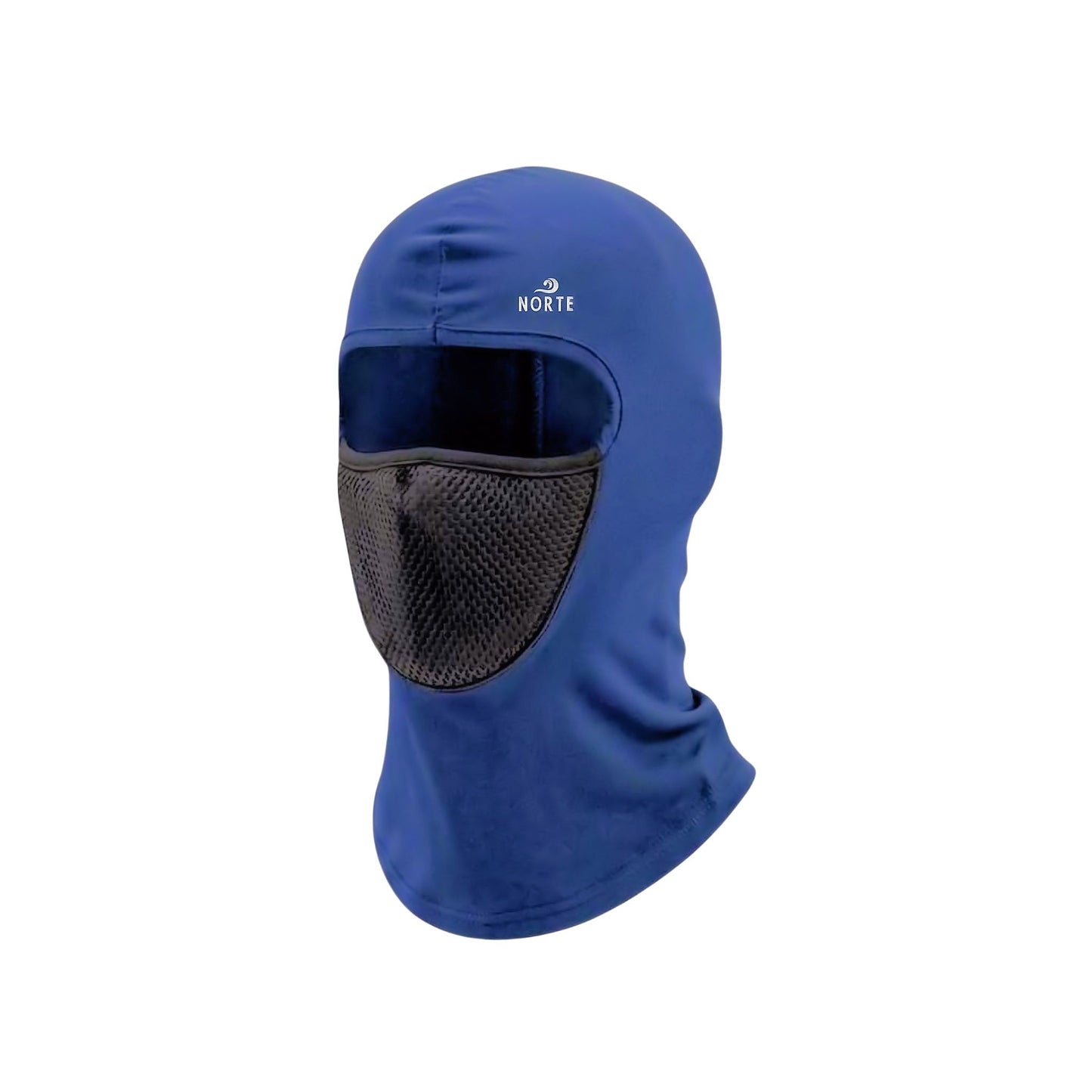 Norte Performance Balaclava in Navy Blue with breathable black mesh face mask and moisture-wicking sun protection for fishing and outdoor activities.