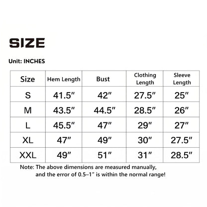 Norte Technical Rain Suit measurement chart in inches, providing S–XXL sizing for Bust, Clothing Length, and Sleeve Length with a verified Imperial footnote.